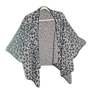 Alfani Womens Cardigan Ruana Cape Open Leopard Animal Cotton
